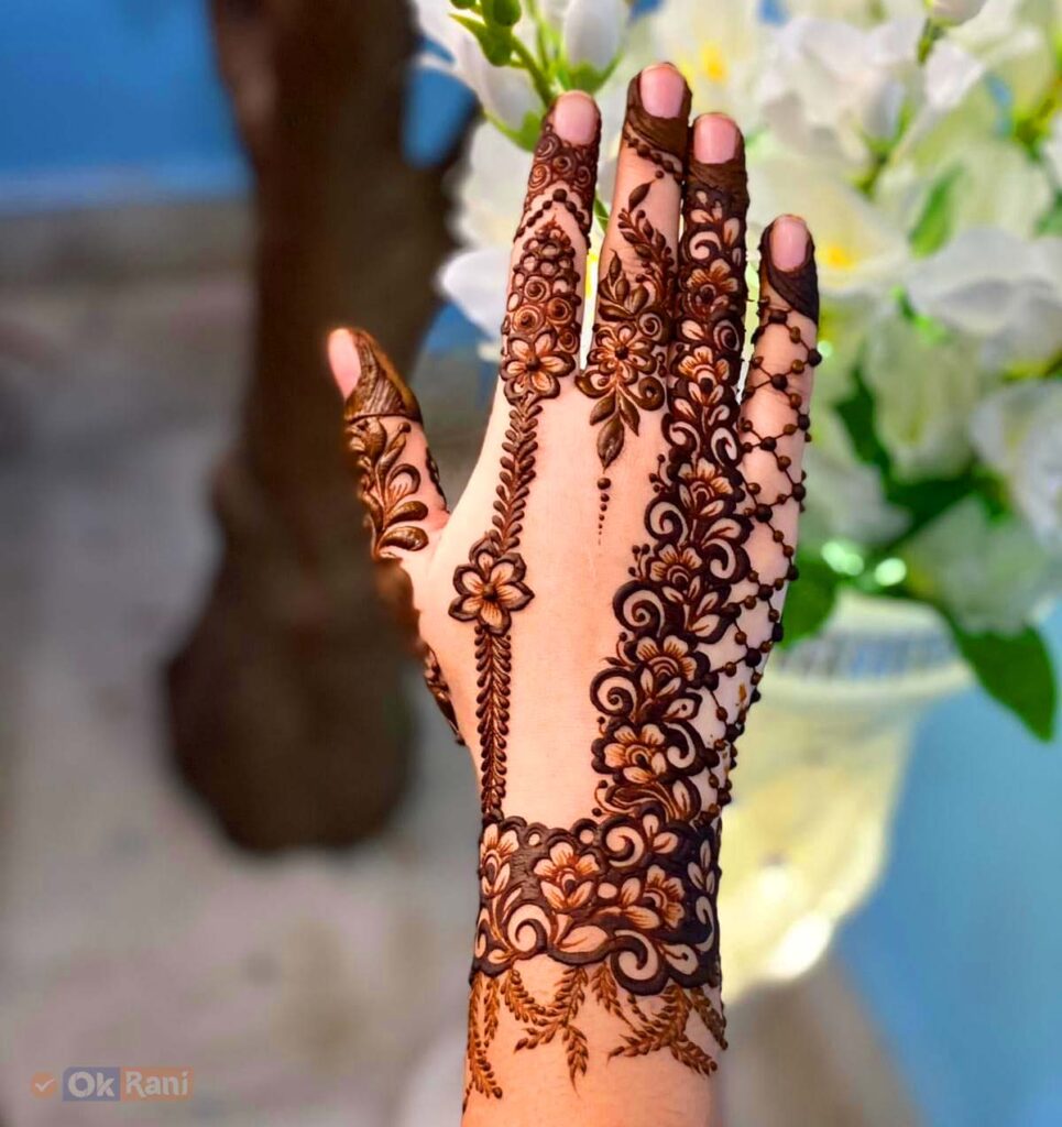 Floral Mehndi Design for Back Hand