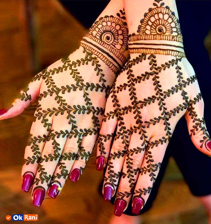 Back Hand Lace inspired Mehndi Design