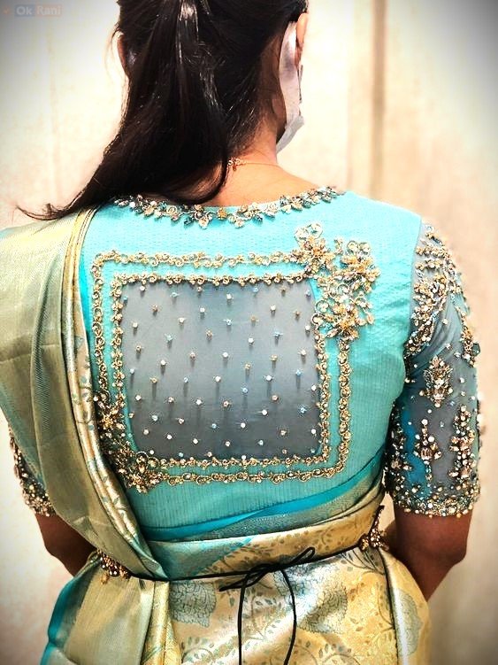 Net Blouse Designs for Silk Saree