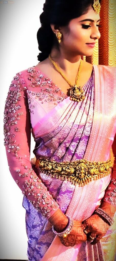Silk Saree net blouse design