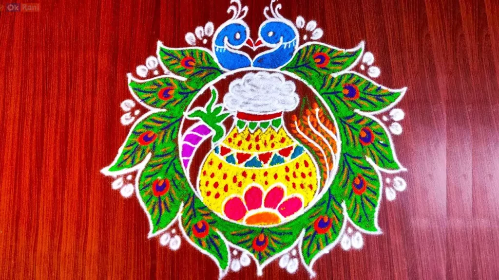 Pongal Kolam Designs peacock