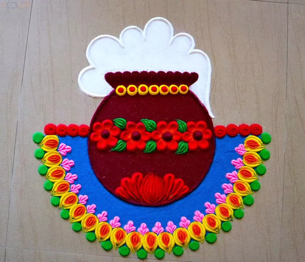 Pongal Kolam Designs with colours
