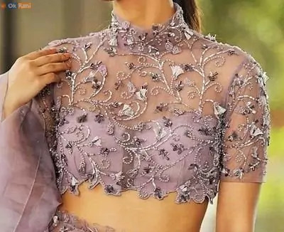 puple net blouse designs